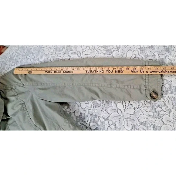 LL Bean Coat L 2-in-1 Hooded Army Green Fleece Removable Liner Drawstring Waist - Picture 11 of 12